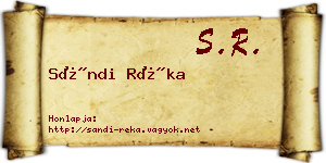 Sándi Réka névjegykártya